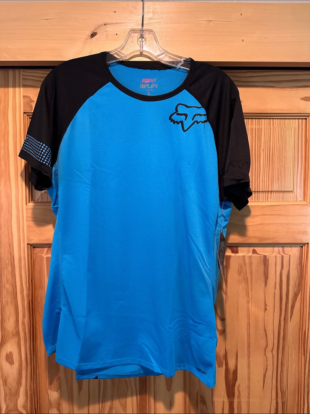 NWT FOX Ripley Women's Sky Blue and Black Jersey (L)